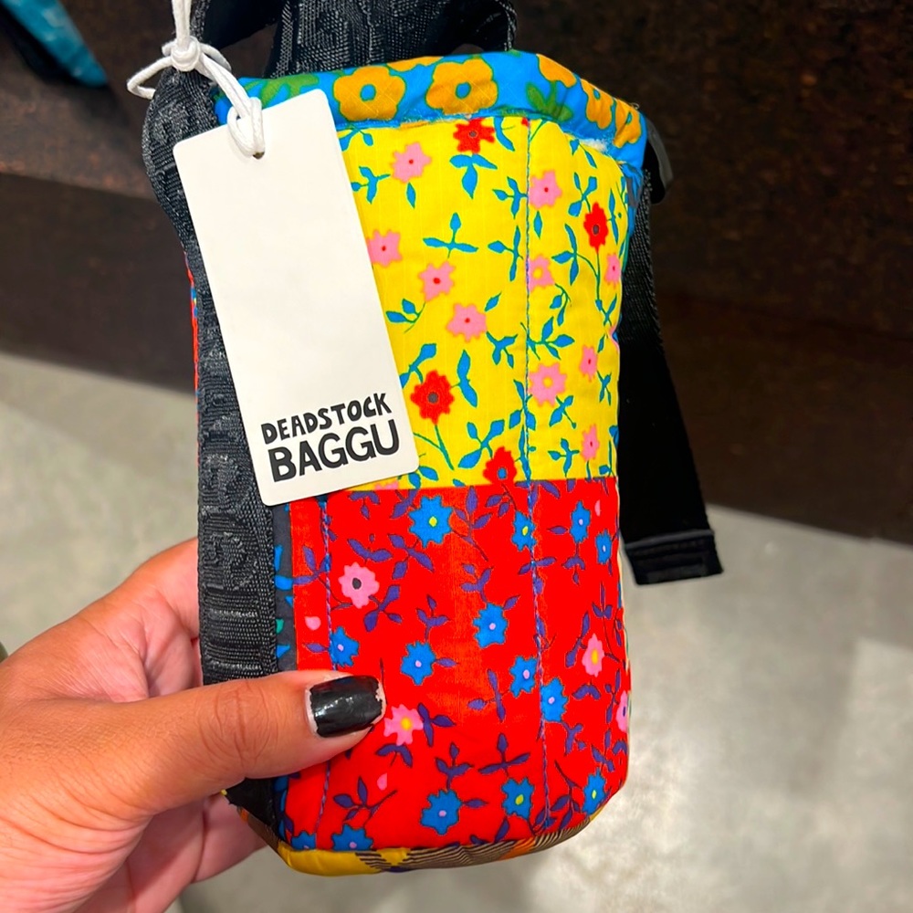 NWT Baggu Deadstock Patchwork Water Bottle Sling